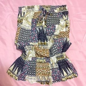 Patchwork Design Bohemian Strapless Top 🌞